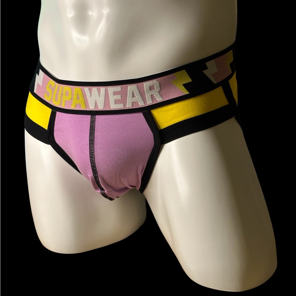 Sporty Pink and Yellow Briefs with Bold Accents